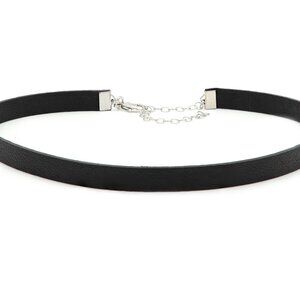 Genuine Black Leather Choker Italian leather Adjustable